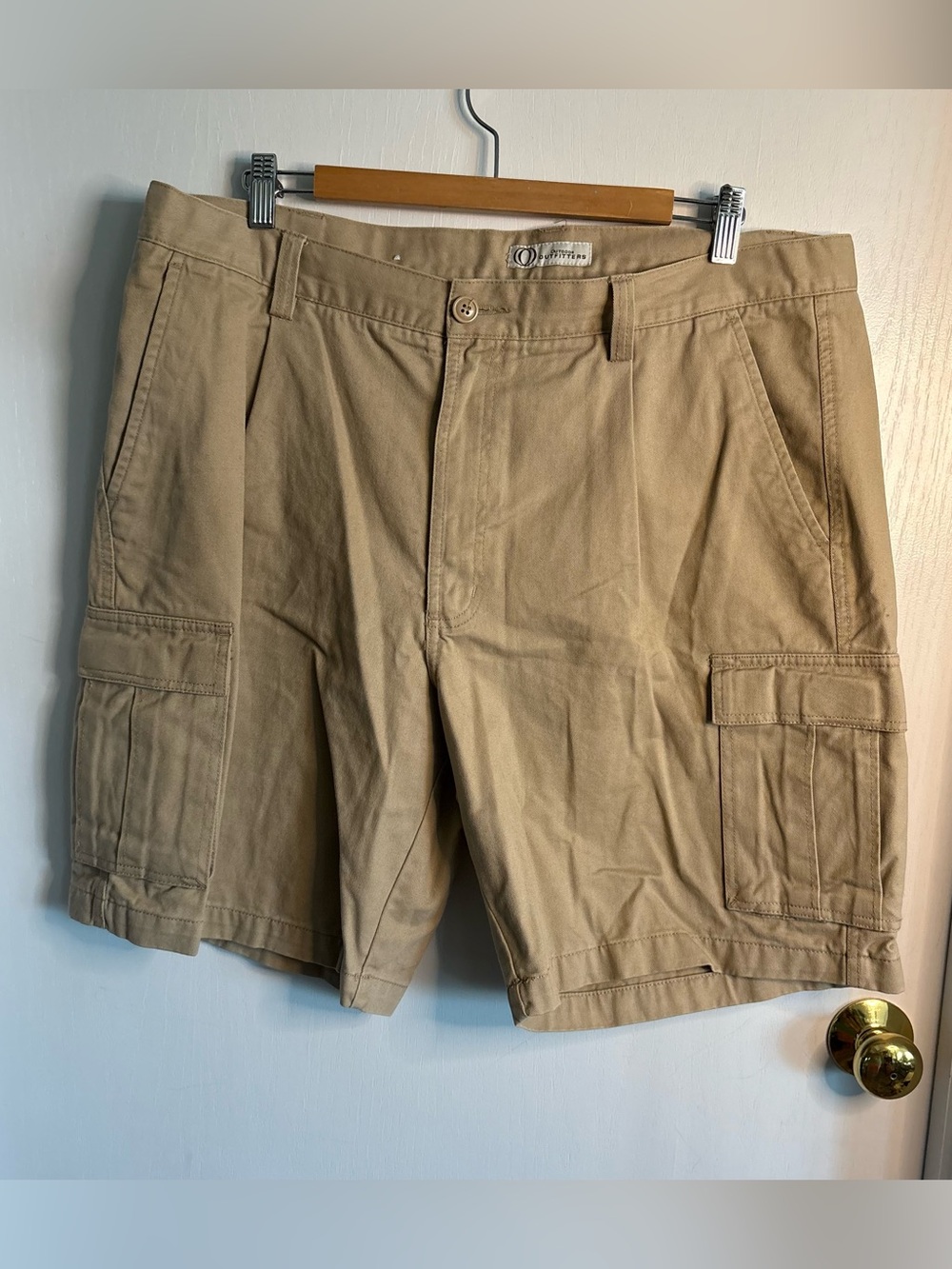 Outdoor Outfitters Sz 38 Men’s Canvas Cotton Cargo Shorts Pleated Zip Preppy